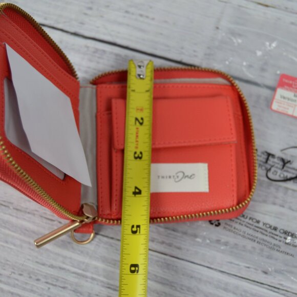 Thirty One Mini All About the Benjamins Wallet Coastal Red Smooth Pebble New - Picture 6 of 10